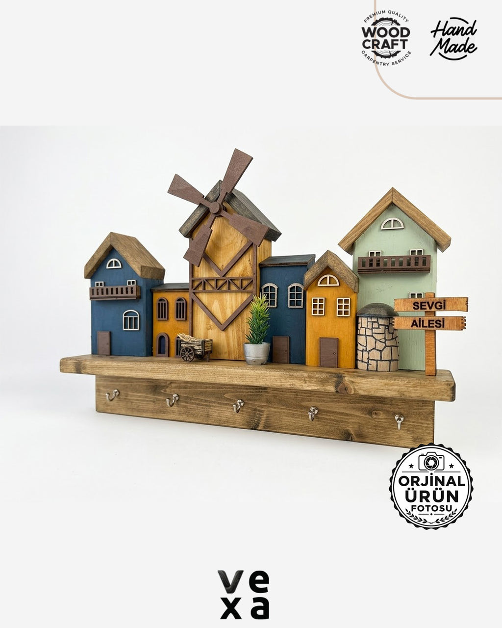 Amsterdam Kişiselleştirilebilir Ahşap Anahtar Askılığı