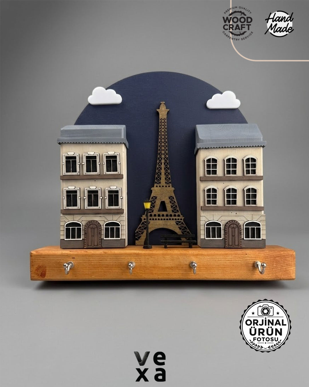 Paris Ahşap Anahtar Askılığı